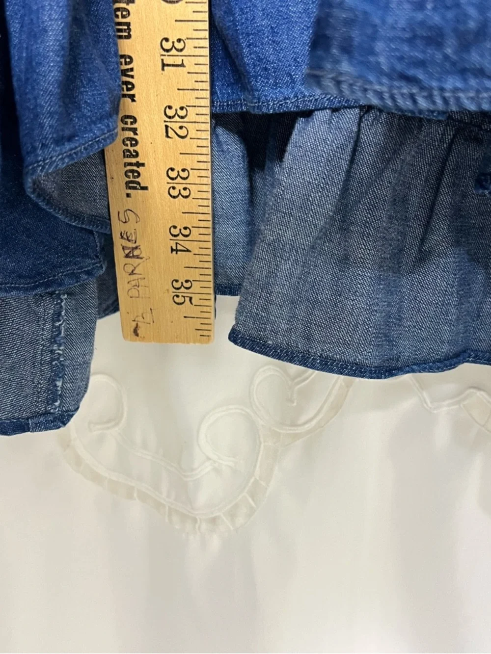 Free People NWT Chambray Babydoll Mini Dress Blue Oversized Ruffle Small